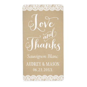 Faveur de mariage vin Lace Kraft rustique