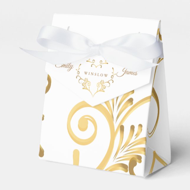 Favor Box-Fancy Gold Heart Box (Front Side)