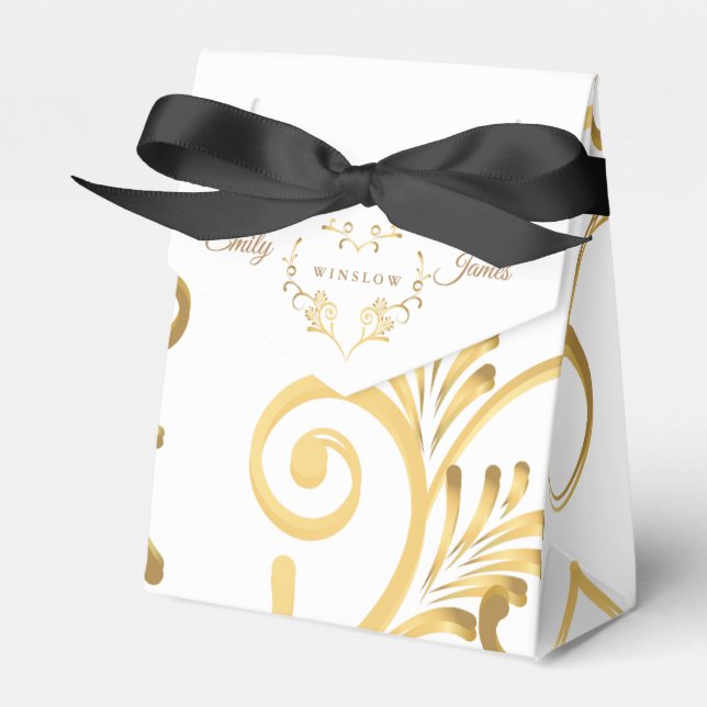 Favor Box-Fancy Gold Heart Box (Front Side)