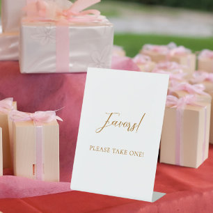 Favor sign wedding gold script