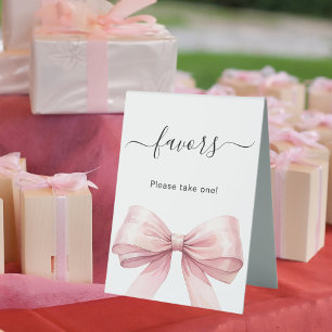 Favor signe ruban rose blanc