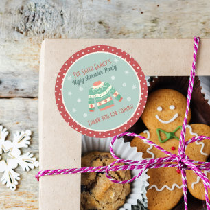 Favor stickers Retro Ugly Sweater Holiday Party