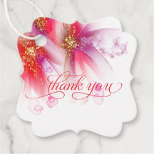 FAVOR TAG | Vivid Scarlet Lilac Abstract Floral 