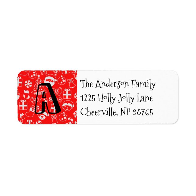 Favoris de Noël Red Père Noël Elf Snowman Monogram (Devant)