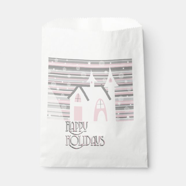 Favoriser les sacs - Scène d'hiver rose et gris (Devant)