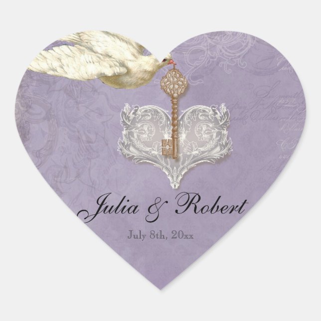 Favoriser Sticker cadeau - Clé de mon coeur, Doves (Devant)