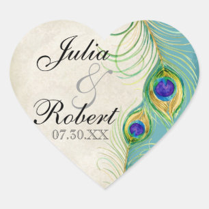 Favoriser Sticker Cadeau - Peacock Feathers Mariag