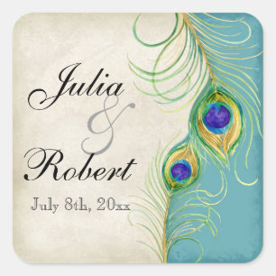 Favoriser Sticker Cadeau - Peacock Feathers Mariag