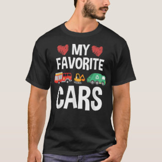 Favorite Cars Fire Truck Excavator Boys Garbage Tr T-Shirt