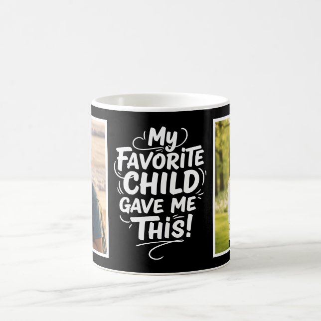 Favorite Child Gave Me This 2 Photo Brush Script  Coffee Mug (Center)