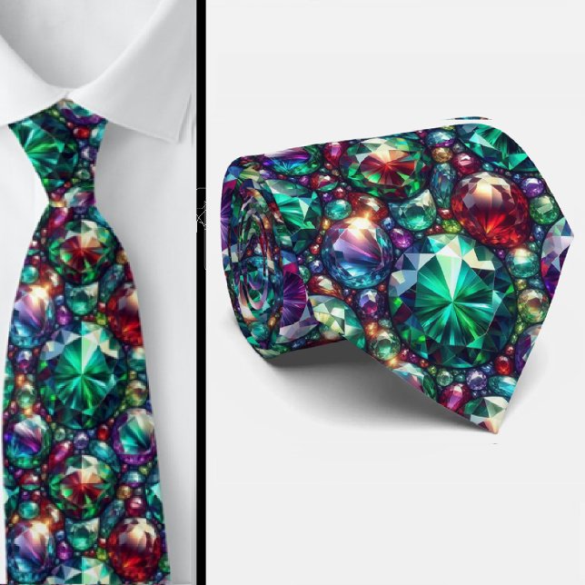 Favorite Colors Jewel Tone Gemstone Pattern Tie (Creator Uploaded)