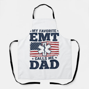 Favorite EMT Calls Me Dad Vintage Patriotic Shirt  Apron