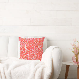 Favorite Floral Pattern in Red Throw Pillow