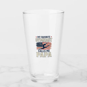 Favorite Gymnast Calls Me Papa Patriotic Vintage S Glass