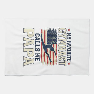 Favorite Gymnast Calls Me Papa Patriotic Vintage S Kitchen Towel