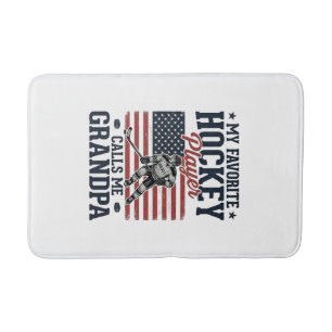 Favorite Hockey Player Calls Me Grandpa Vintage Sh Bath Mat