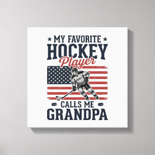 Favorite Hockey Player Calls Me Grandpa Vintage Sh Canvas Print