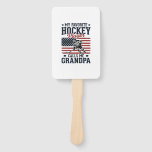 Favorite Hockey Player Calls Me Grandpa Vintage Sh Hand Fan
