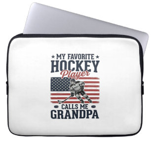 Favorite Hockey Player Calls Me Grandpa Vintage Sh Laptop Sleeve
