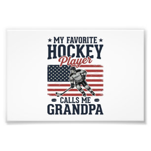 Favorite Hockey Player Calls Me Grandpa Vintage Sh Photo Print
