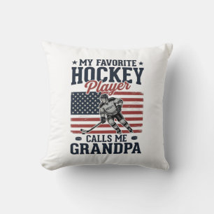 Favorite Hockey Player Calls Me Grandpa Vintage Sh Throw Pillow