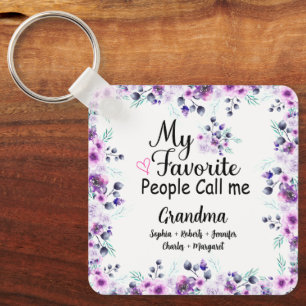 Favorite People Call Me Grandma   Grandkids Name Keychain