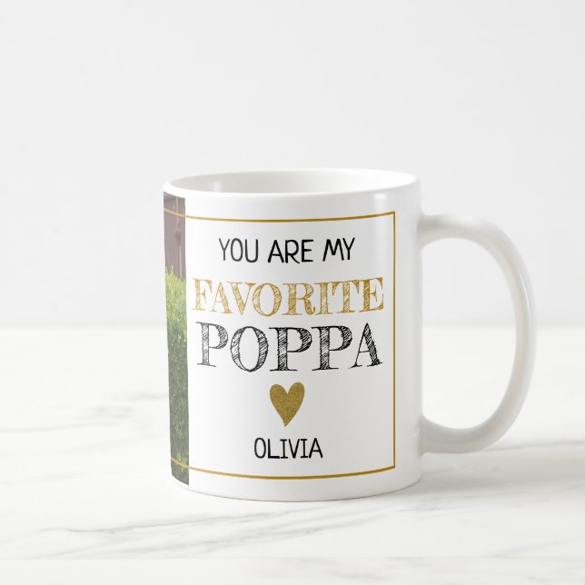 Favorite Poppa Grandpa Grandchild Custom Photo Coffee Mug (Right)