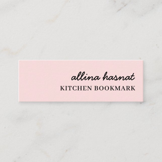 Favorite Recipe Pink Mini Bookmark Design Business Card (Front)