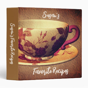 Favorite Recipes Floral Teacup Personalized Binder