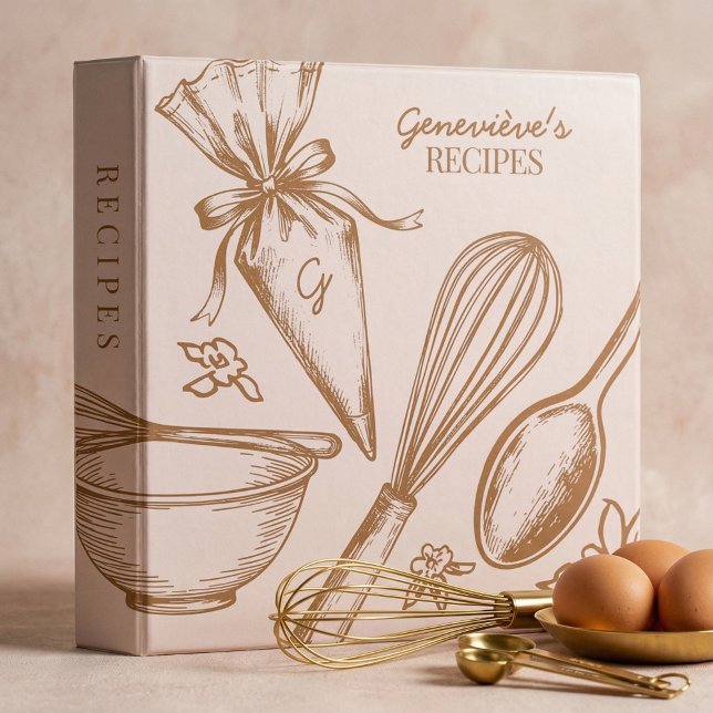 Favorite Recipes Sketch Baking Utensils Monogram Binder (Favorite Recipes Sketch Baking Utensils Monogram 3 Ring Binder)