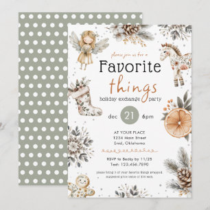 Favorite Things Boho Gift Exchange Holiday Party Invitation