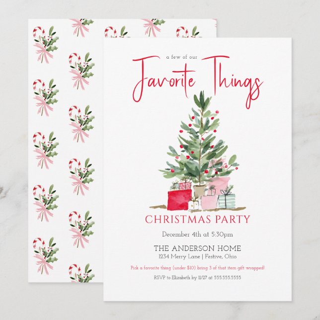 Favorite Things Christmas Party Invitation (Front/Back)