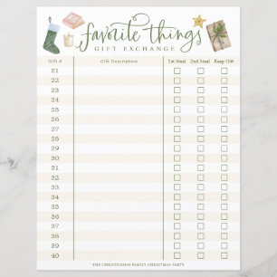Favorite Things Gift Exchange Tracker #21-40