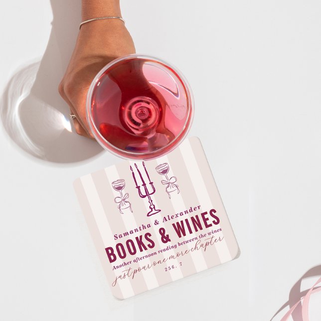 Favorite Things Holiday Book & Wine Club Party  Square Paper Coaster (Favorite Things Holiday Book & Wine Club Party Square Paper Coaster Reading between the Wines)