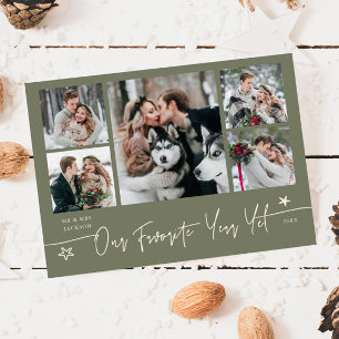 Favorite Year Holiday Newlywed Photo Sage Green Card