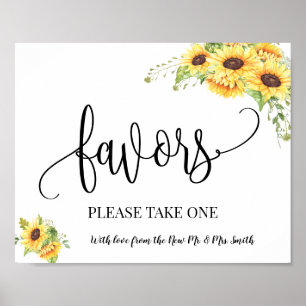 Favors party sign wedding reception boho sunflower