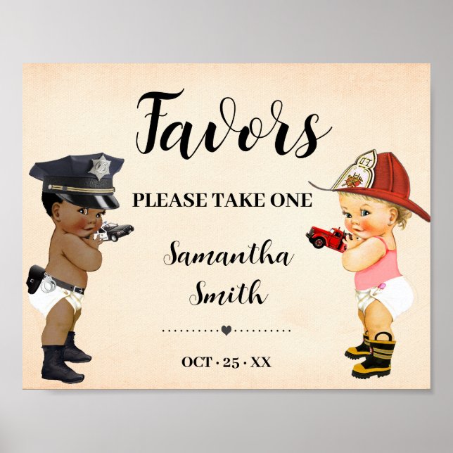 Favors Please Take One Little Recruit Baby Shower Poster (Front)