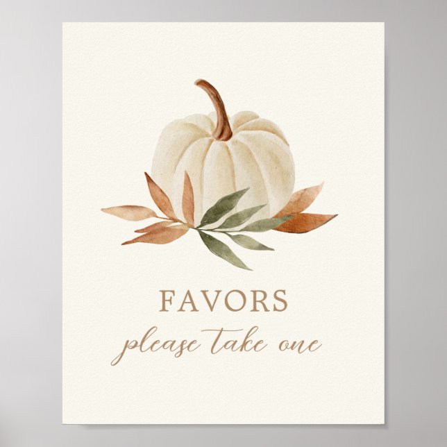 Favors Sign Little Pumpkin Baby Shower (Front)