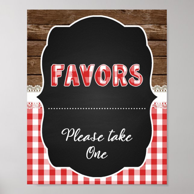 Favors Sign - Red Baby Q (Front)