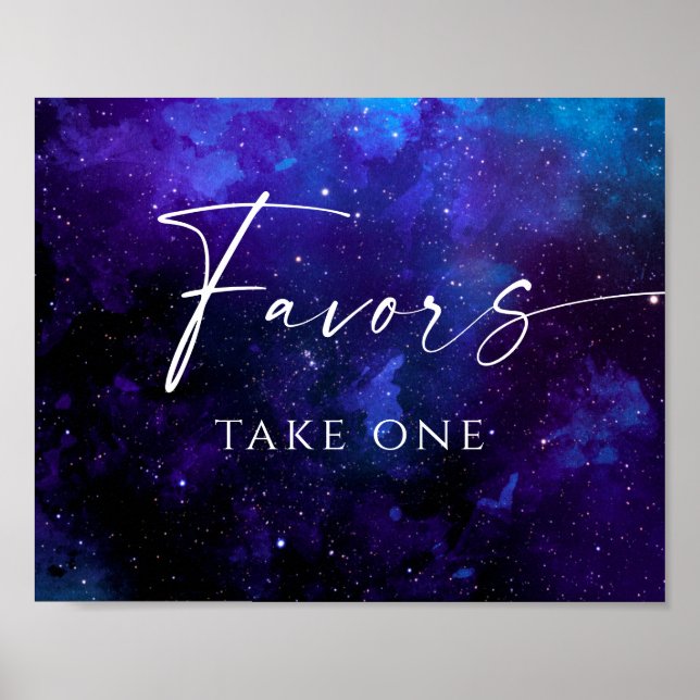 Favors Space Wedding Sign | Starry Night Galaxy (Front)