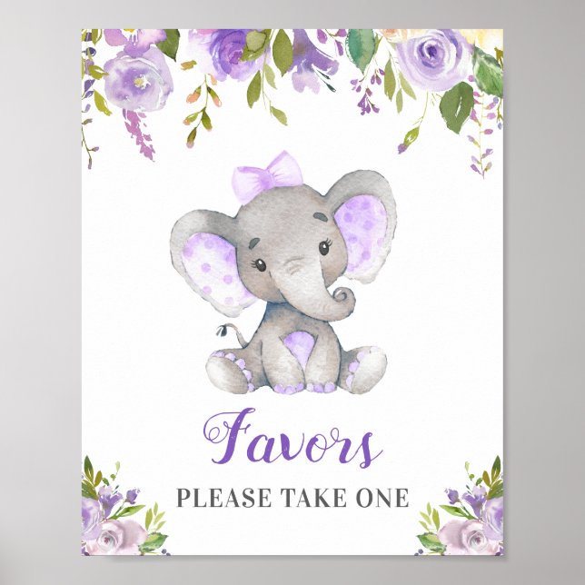 Favors Take One Little Peanut Elephant Girl Purple Poster (Front)