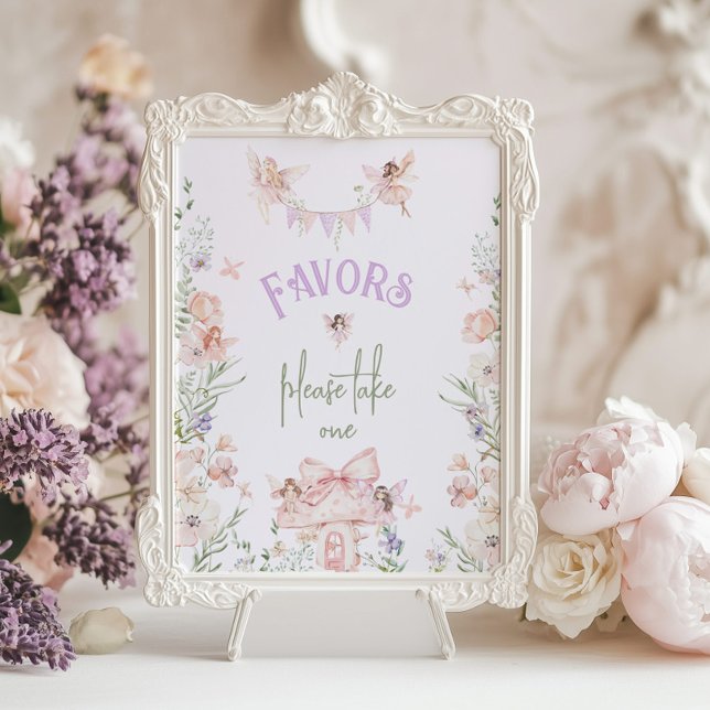 Favors Whimsical Fairy First Birthday Wildflower Poster (Creator Uploaded)