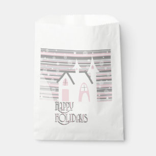 Favour Bags - Pink & Grey Wintry Scene