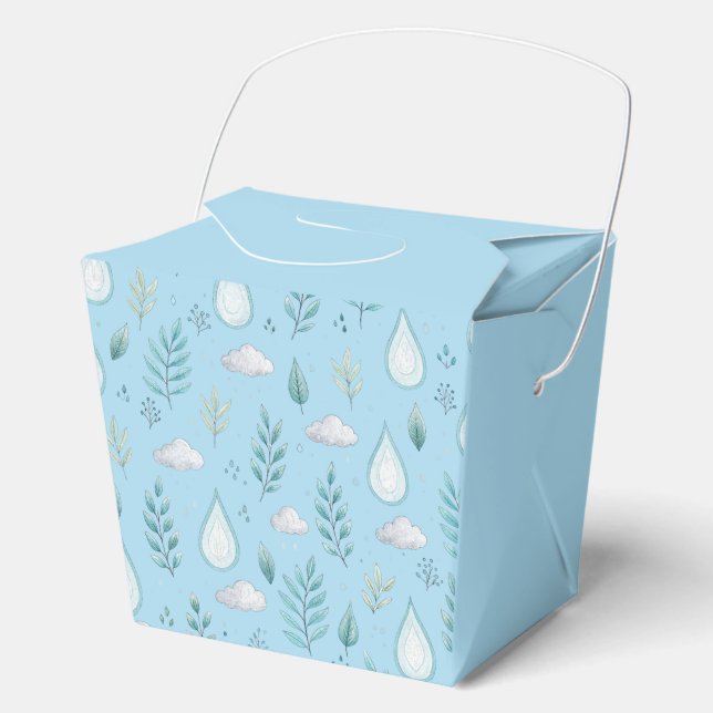 “Favour Box – Blue Winter Ornament Party Gift Box” (Front)
