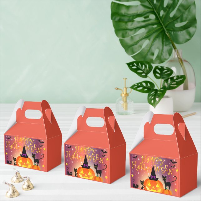 Favour Box Decorated With Happy Halloween Party (Multiple)