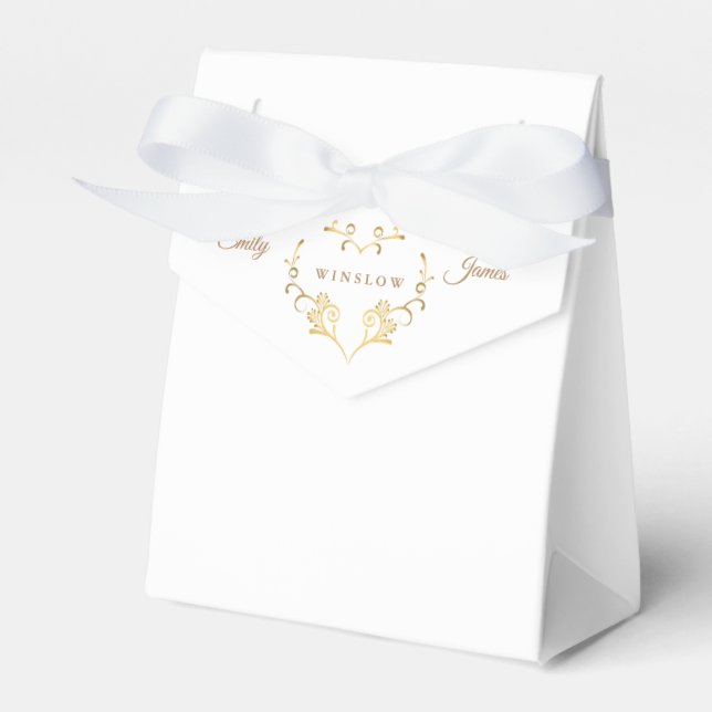 Favour Box-Fancy Gold Heart Favor Box (Front Side)