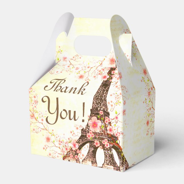 Favour Box Paris Eiffel Tower Cherry Blossoms (Front Side)