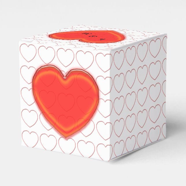 Favour Box – Red Heart with Initials (Front Side)