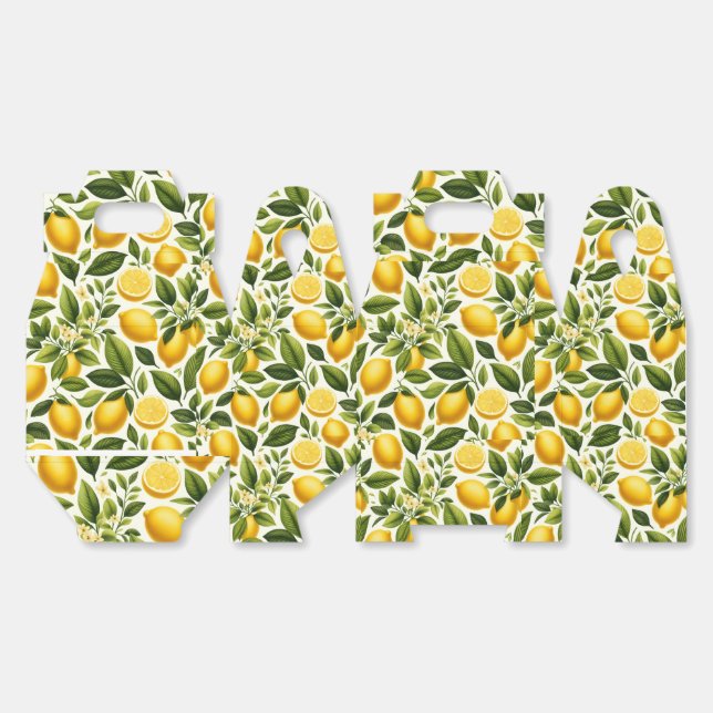Favour Box - Yellow Lemons, Flowers (Unfolded)