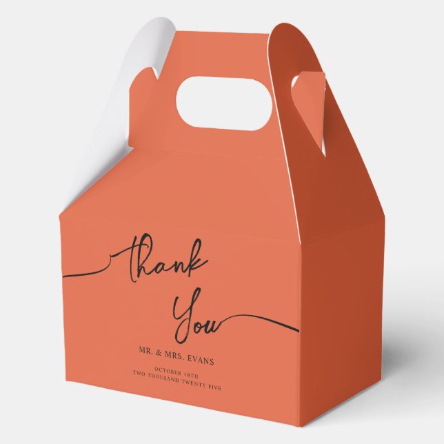 Favour boxes for a modern minimalist wedding. (Front)